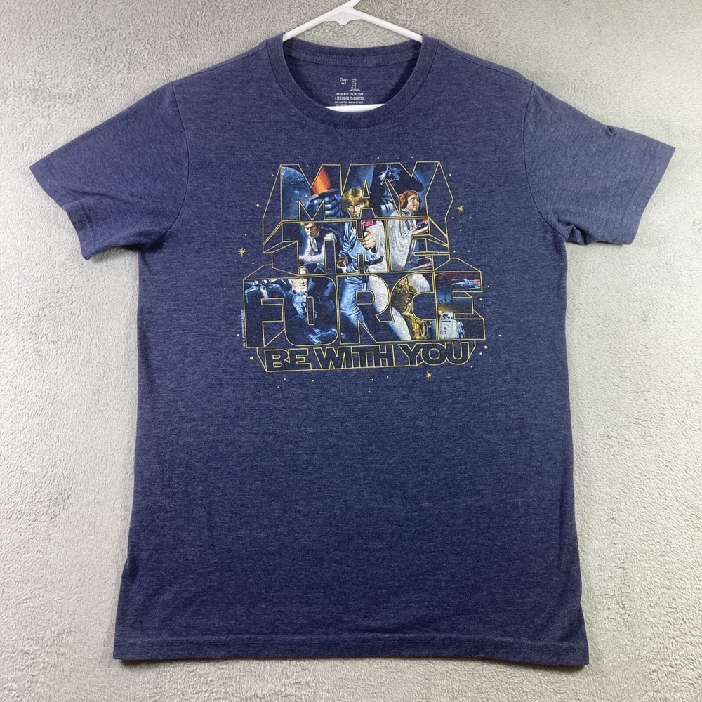 GAP Star Wars Shirt Adult Small Blue May the Force Be With You Graphic Tee 2015